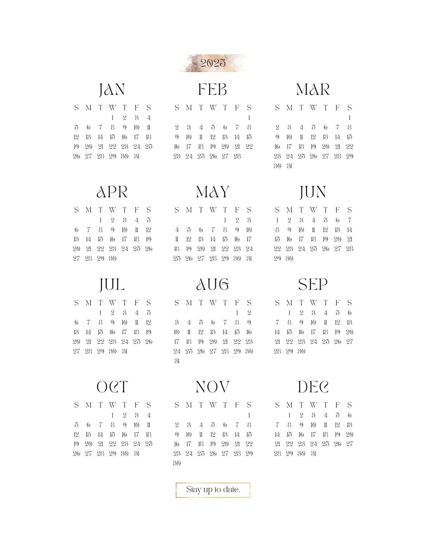 Agenda Calendario Mármol Crema/Marrón