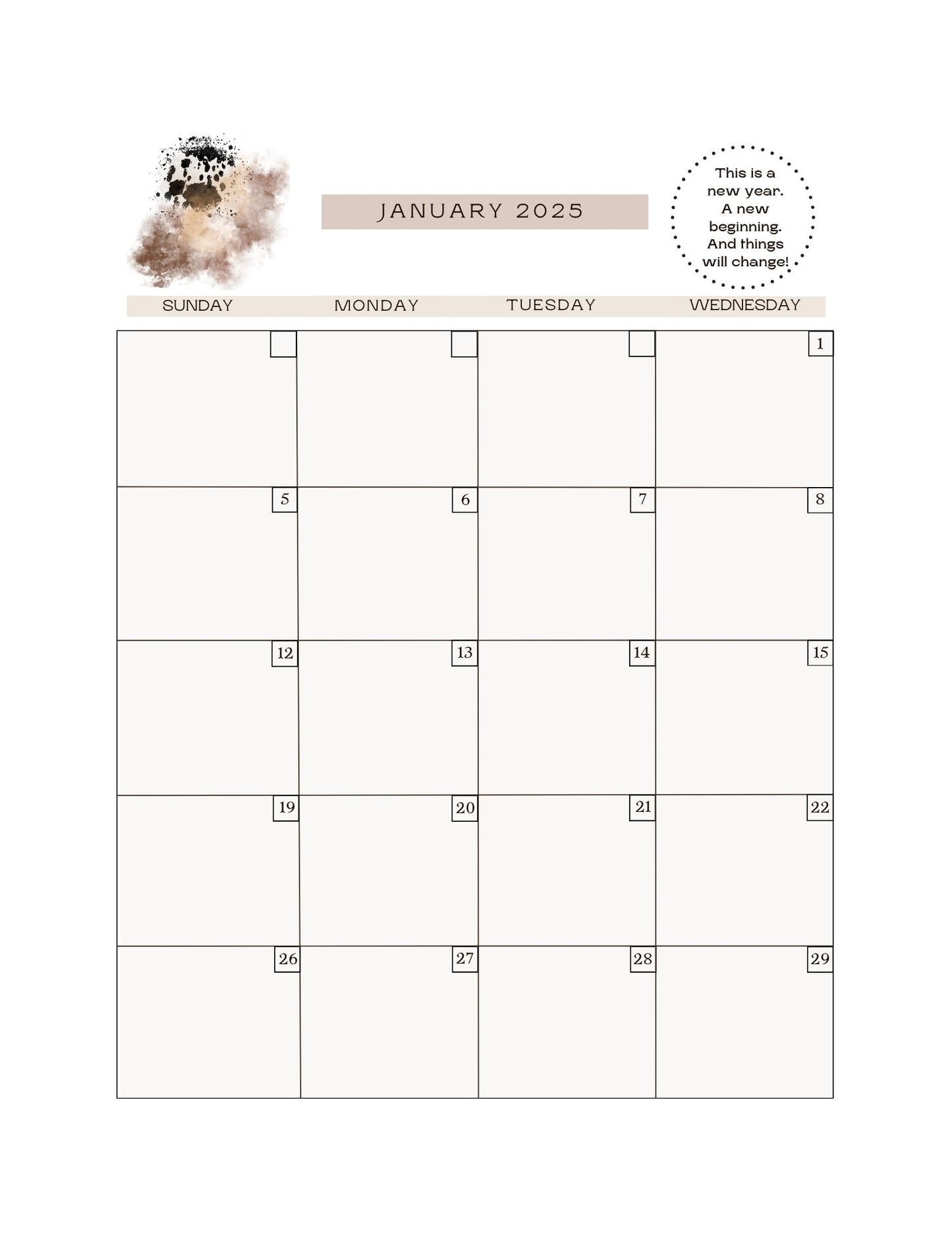 Agenda Calendario Mármol Crema/Marrón